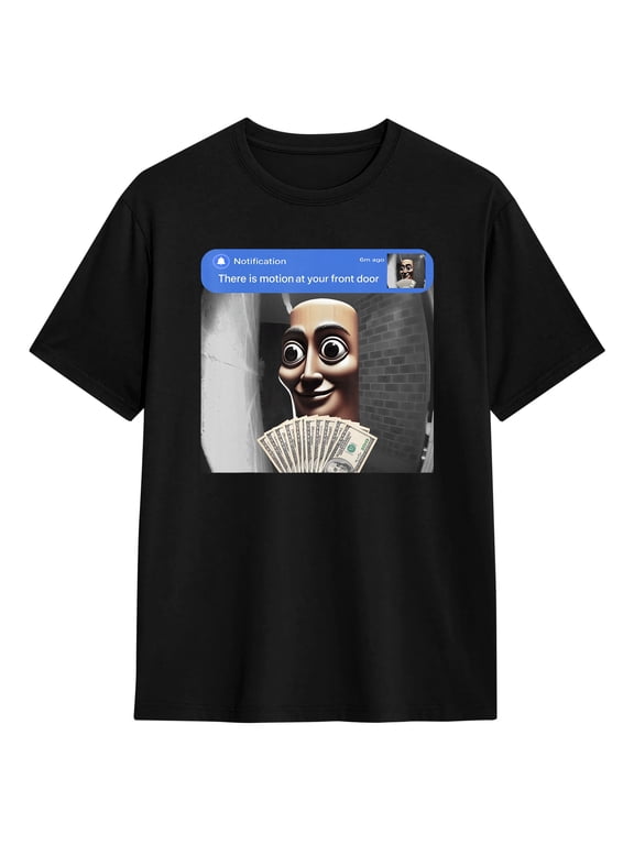 Men's T-Shirt There is Motion at Your Front Door Tung Tung Tung Sahur Meme Cool Cotton Tees Short Sleeve T Shirts Plus Size