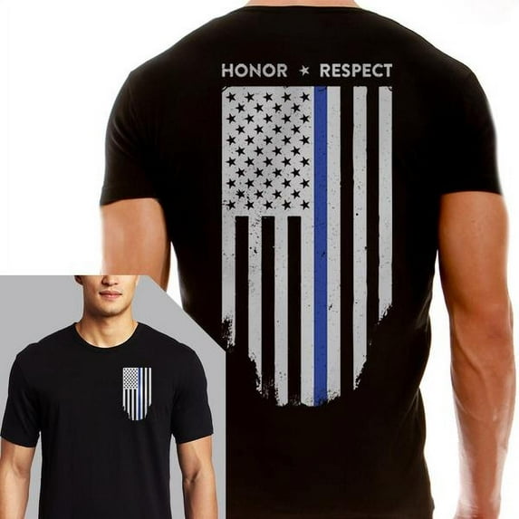 Men's T-Shirt - Thin Blue Line Flag, XXL