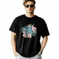 thumbnail image 1 of Men's T-Shirt Turquoise Sea Turtle Pink Flowers Short Sleeve Casual Tee Classic Crew Neck T-Shirt for Men, S, 1 of 7