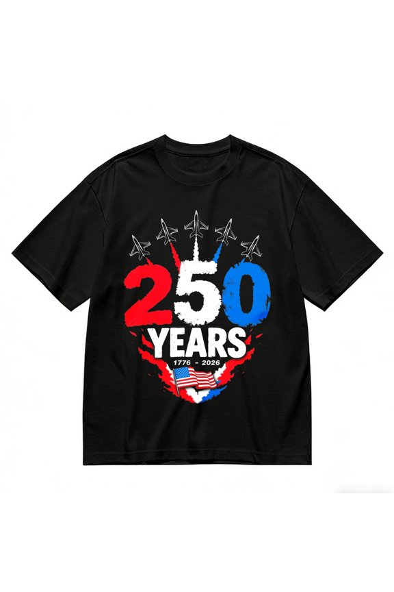 Men's T-Shirt Two Hundred Fifty Years Flag Comfortable And Versatile Outdoor Casual Short Sleeve