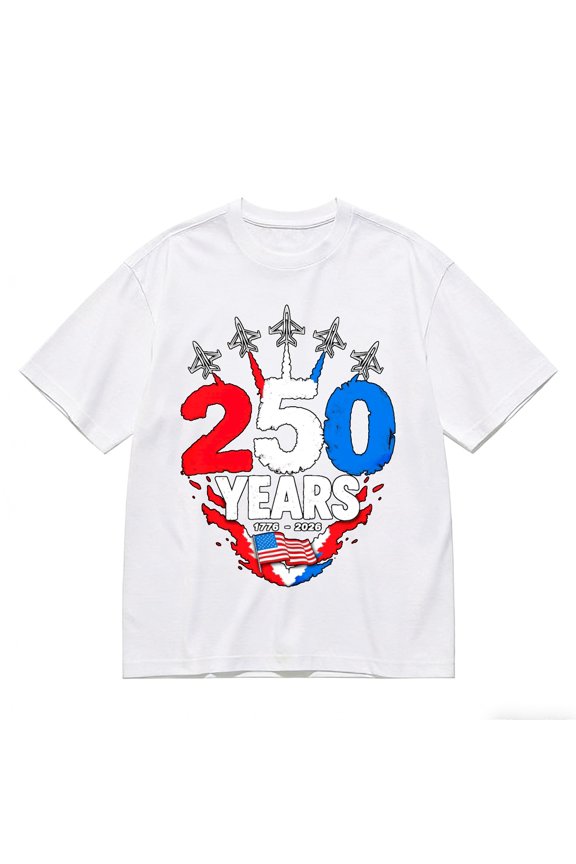 Men's T-Shirt Two Hundred Fifty Years Flag Comfortable And Versatile Outdoor Casual Short Sleeve