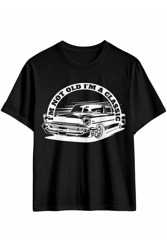Men's T-Shirt Vintage 60s Car I'm Not Old, I'm A Classic Short Sleeve Casual Tee Classic Crew Neck T-Shirt for Men, M