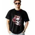 thumbnail image 1 of Men's T-Shirt Vintage Abstract Skull Red Flowers Short Sleeve Casual Tee Classic Crew Neck T-Shirt for Men, L, 1 of 7