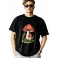 thumbnail image 1 of Men's T-Shirt Vintage Red Mushroom Leaves Short Sleeve Casual Tee Classic Crew Neck T-Shirt for Men, M, 1 of 7