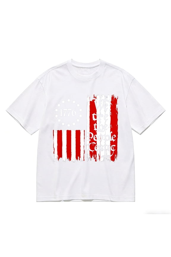 Men's T-Shirt We The People 1776 Flag Comfortable And Versatile Outdoor Casual Short Sleeve