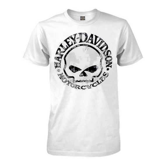 Men's T-Shirt, Willie G Skull Short Sleeve Tee, White 30296643, Harley Davidson