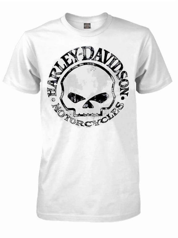 Men's T-Shirt, Willie G Skull Short Sleeve Tee, White 30296643, Harley Davidson