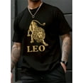 thumbnail image 1 of Men's T - Shirt With Leo Lion Pattern , Men's 220gsm New Summer Casual Crew Neck Pure Cotton Short-Sleeved T-Shirt(1 PC), 1 of 7