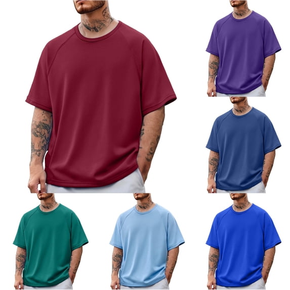 Men's T-Shirts Basic Loose Tshirts Shirts for Men Short Sleeve Crew Neck Mens Gym Shirts