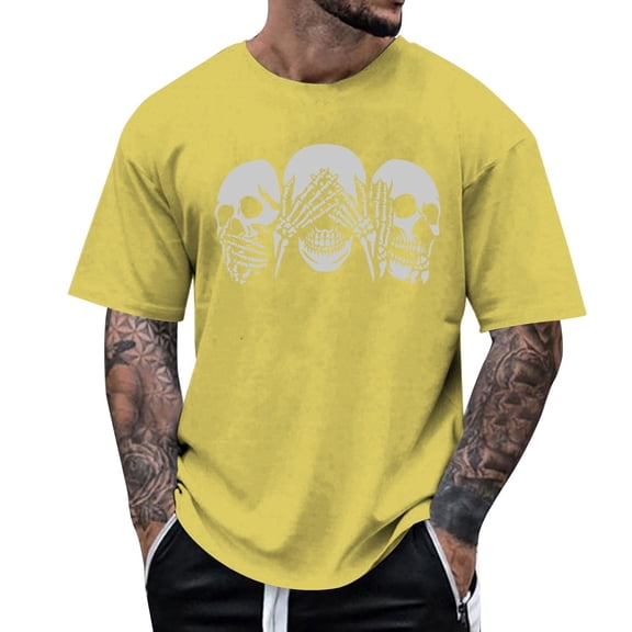 Men's T-Shirts Bones Watch And Hear | Printed Novelty Jackets For Men And Women T Shirts For Adults Medium Shirts Men Plain T Bulk Workout Men's Large Graphic Yellow S