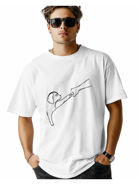 Men's T Shirts, Bump T-Shirt for Men Crew Neck Tees Cotton Tops, White, XS