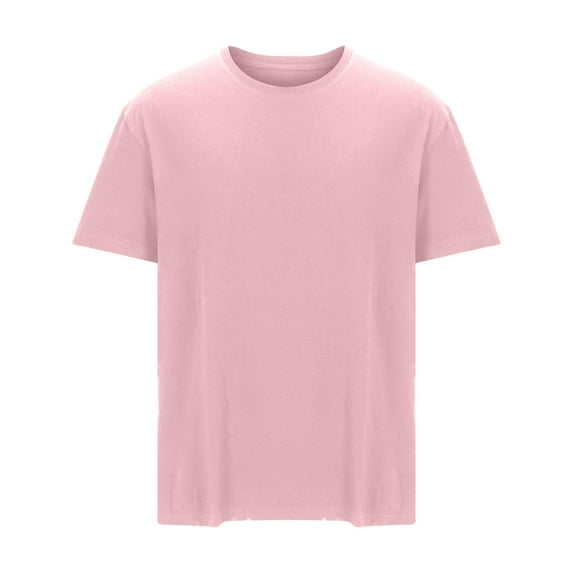 Men's T-Shirts Casual Short-Sleeve Men's Tee Shirts Classic Solid Color Crew Neck Mens Shirts Gym Athletic Shirts Pink XXXL