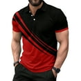 thumbnail image 1 of Men's T-Shirts Color Block Summer Half Button Casual Short Sleeve Workout Clothes, 1 of 7