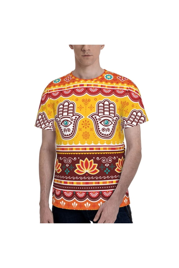 Men's T Shirts Fashion Casual Novelty Tee Graphic Top, Pakistani Indian Evil Eye Hamsa Hand