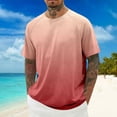 thumbnail image 1 of Men's T-Shirts Gradient Color Casual Shirts Classic Crew Neck Short Sleeve Tees (Red L), 1 of 4