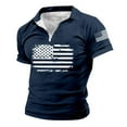 thumbnail image 1 of Men's T Shirts Graphic Tees Summer Short Sleeve Shirt Male Summer Lapel Zipper Independence Day Shirt For Men Flag Print Retro Short Sleeve Top, 1 of 4