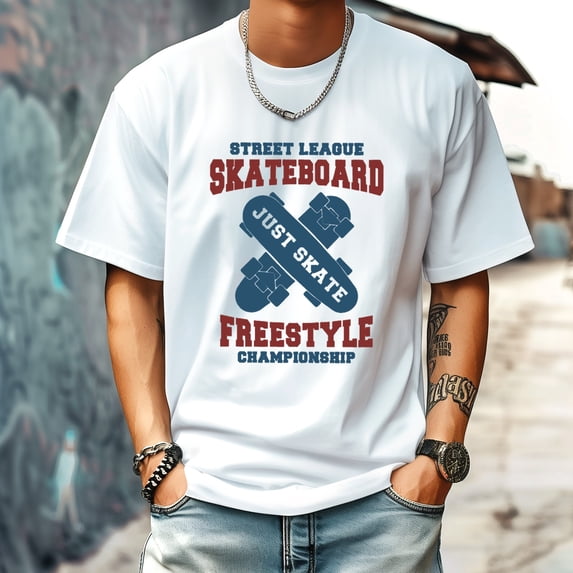Men's T Shirts Large Tee New trendy Sports Shirt Round Neck Patterned Tee Loose Classic Style 2XL
