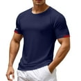 thumbnail image 1 of Men's T-Shirts Lightweight Quick Dry Short Sleeve Crewneck Pullover Tops Summer Casual Moisture Wicking Gym Running Tees Navy M, 1 of 7