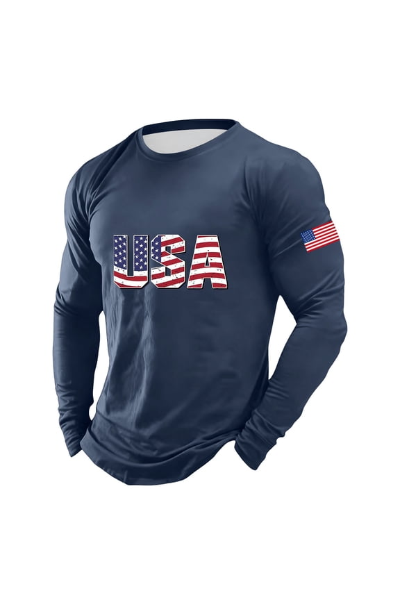 Men's T Shirts Long Sleeve Crewneck Letter Print Comfortable Casual Funny Graphic Men's Shirts