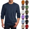 thumbnail image 1 of Men's T Shirts Long Sleeve Solid Color Crew Neck Casual Shirts for Men Fall Layering Tops Casual Tops Purple 4XL, 1 of 5