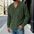 thumbnail image 1 of Men's T Shirts Long Sleeve V neck Henley Shirts Basic Green Athletic Shirt Tees with Button Mens Summer Shirts, 1 of 4