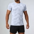 thumbnail image 1 of Men's T-Shirts Men's Geometric Active T-Shirt, Moisture-Wicking Short Sleeve Gym Tops, Slim Fitting Performance Wear for Running Training White XL, 1 of 9