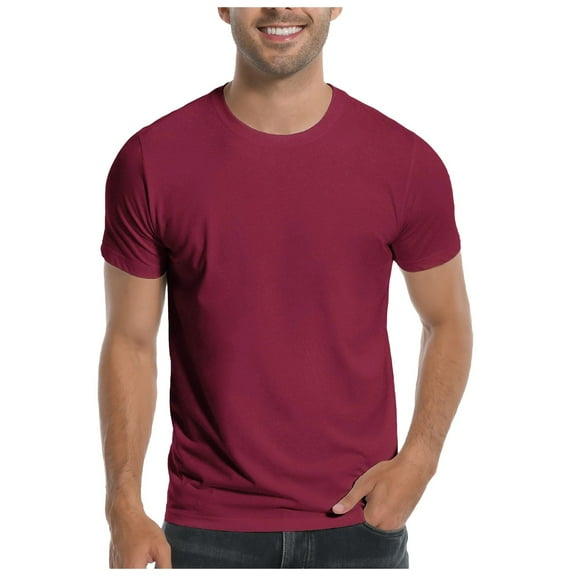 Men's T-Shirts Men's T Shirt Soft White Plain Crew Neck Casual Basic T Shirt For Men Scrub Tops Long Sleeve Men Athletic Long Sleeve under Tops Work Casual Workout Mens 4 7 Athletic Red M