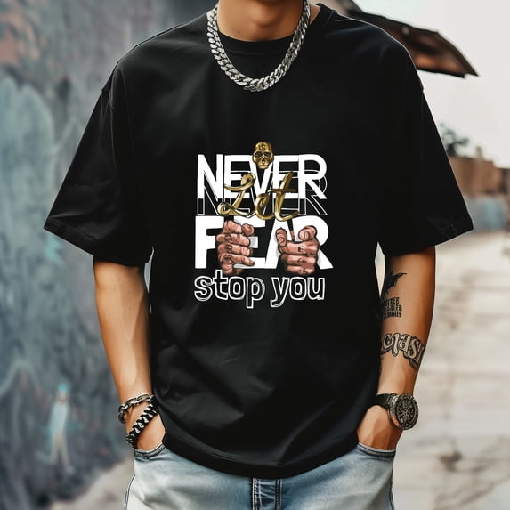 Men's T Shirts New Trendy Sports Shirt Round Neck Patterned Tee Loose style Creative Gifts for Friends L