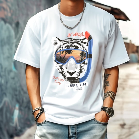 Men's T Shirts New Trendy Sports Shirt Round Neck Patterned Tee Loose style Creative Gifts for Friends L