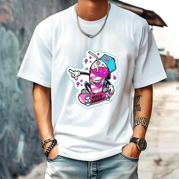 Men's T Shirts New Trendy Sports Shirt Round Neck Patterned Tee Loose style Creative Gifts for Friends L