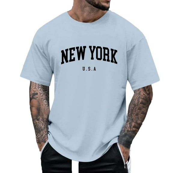 Men's T-Shirts New York Printed Short Sleeve Graphic Tees Dailywear Sports T-Shirt