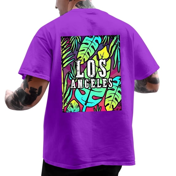 Men's T-Shirts Oversize Spring And Summer Trend Young Large Size Back Pattern Printing Short Sleeve Purple Funny Tshirts Sizes L