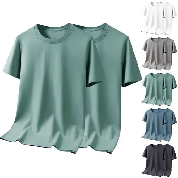 Men's T-Shirts Oversized Men Casual Fashion Solid Large Size Half Sleeved Short Sleeved Round Neck Top Green XXXXL