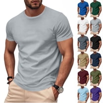 Men's T-Shirts Oversized Men's Solid Color Short Sleeved Outdoor Running Sports Breathable Short Sleeve Gray S