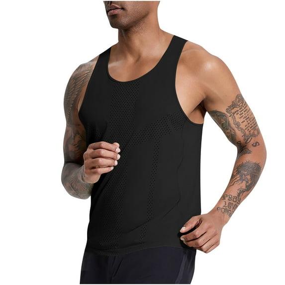 Men's T-Shirts Qiggri Fashionable Men's Solid Color Mesh Sports Sleeveless Fitness Drying Top Running Tank Top Men