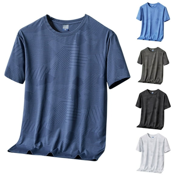 Men's T-Shirts Round Neck Short Sleeved T-shirt Casual Sports Ice Silk Breathable Skateboard Shirts for Men