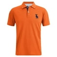 thumbnail image 1 of Men's T Shirts Short Sleeve Button Up Collared Summer Golf Sports Dressy Polo Shirts Moisture Wicking Casual Breathable Deer Printed Shirts for Men Orange M, 1 of 4
