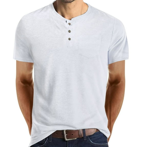 Men's T-Shirts Spring Summer Solid Color Pocket Short Sleeve White Men's Athletic Fall Shirts & Tees size XL