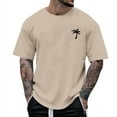 thumbnail image 1 of Men's T-Shirts Summer Beach Little Tree Print Short Sleeve Crew Neck Refreshing Breathable Resistant Daily Khaki Tee Shirts Sizes 2XL, 1 of 3
