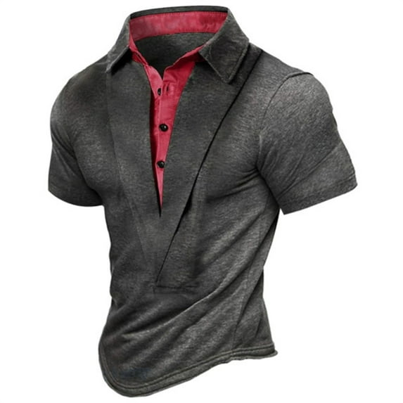 Men's T Shirts Summer Casual Short Sleeve Breathable Comfortable Fit Basic Tees Compression Button Up Collared Outdoor Activities Shirts for Men Dark Gray L