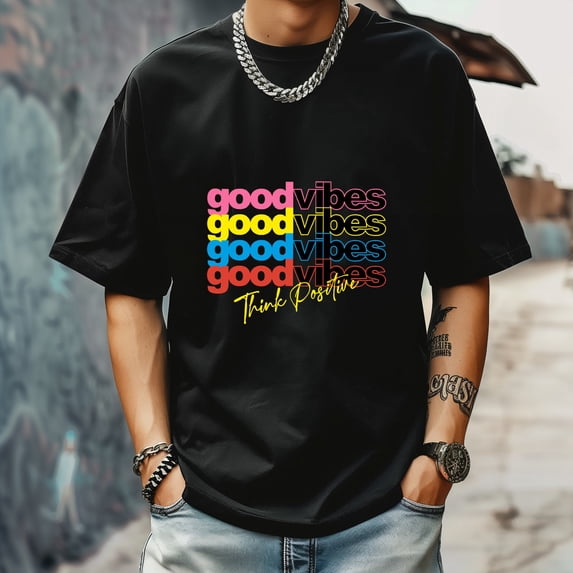 Men's T Shirts Summer New Trendy Sports Shirt Round Neck Patterned Tee Loose Classic Style S