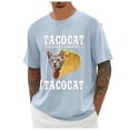thumbnail image 1 of Men's T Shirts Taco Cat Printed Casual Short Sleeve Graphic Tees Soft Loose Lightweight Fit Comfortable Crew Neck Shirts for Men Light Blue S, 1 of 3