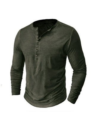 Mens vintage solid color stand collar long sleeve loose casual t shirt on sale