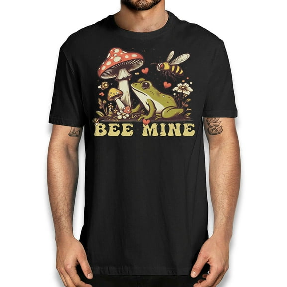 Men's T-shirt Bee Mine Valentine | Retro Frog Bee Romance Graphic Tee