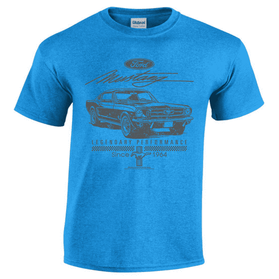 Men's T-shirt Ford Mustang Performance Graphic Tees Short Sleeve Heather Blue