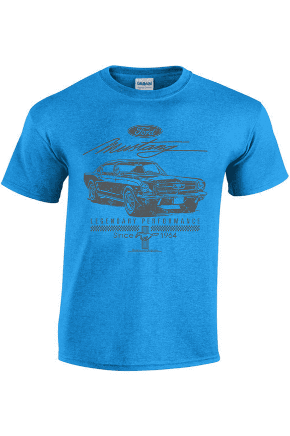 Men's T-shirt Ford Mustang Performance Graphic Tees Short Sleeve Heather Blue
