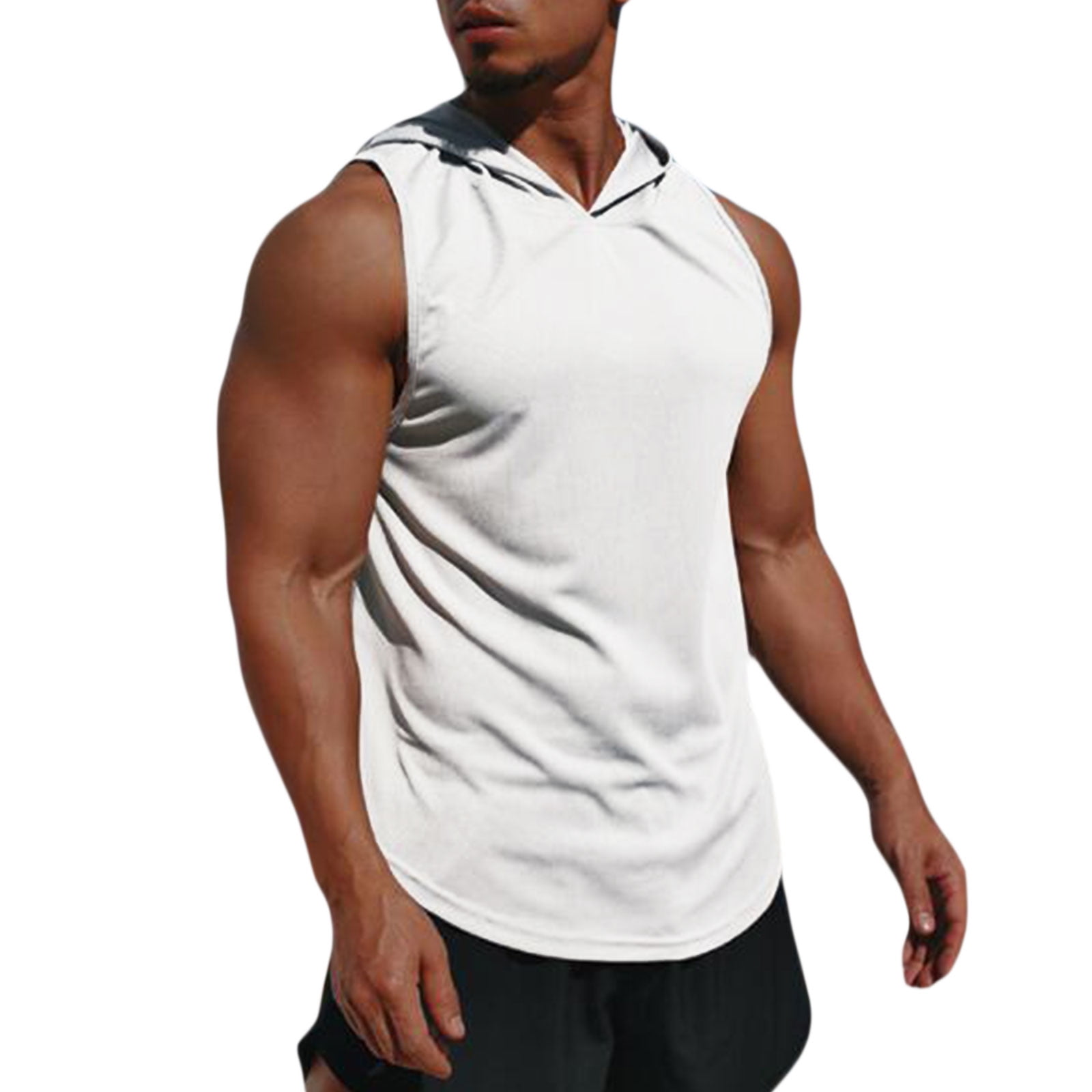 Men's T-shirt Sleeveless Hoodie Summer Bodybuilding Vests