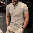 thumbnail image 1 of Men's T-shirt Sports Fitness Short-sleeved Fashion Slim Button-down Polo Shirt, 1 of 1