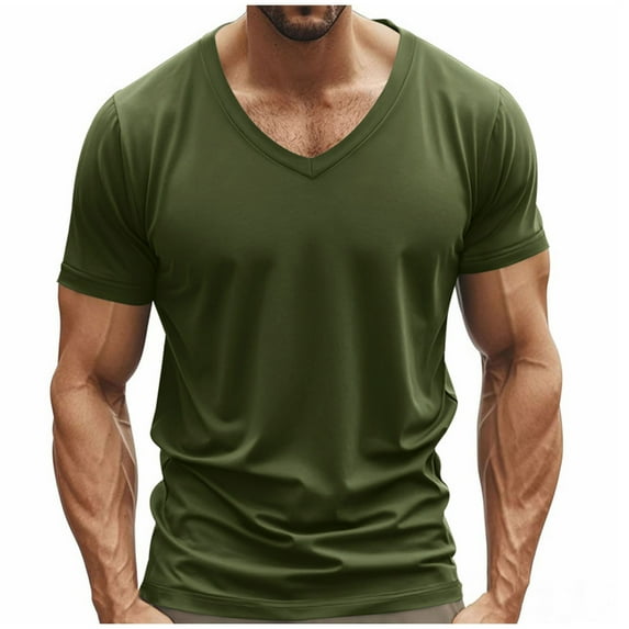 Men's T-shirt Summer Short Sleeve V Neck Sports T-shirt Casual Shirt Loose T-shirt