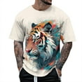 thumbnail image 1 of Youmylove Men's T-shirt Tiger Printed Short Sleeve Crew Neck Loose Casual Fashionable Tees Male's top Fashion Dailywear Leisure Versatile, 1 of 4